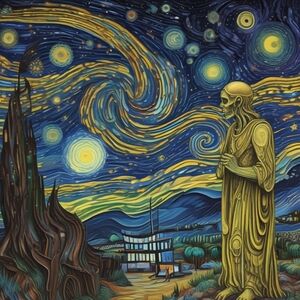Solemn Starry Night Inspired Art Print 8x10